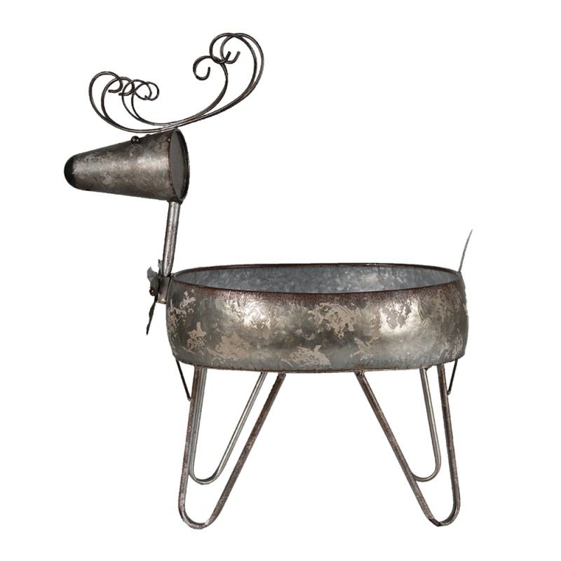 Clayre & Eef Planter Reindeer 35x28x54 cm Grey Brown Iron