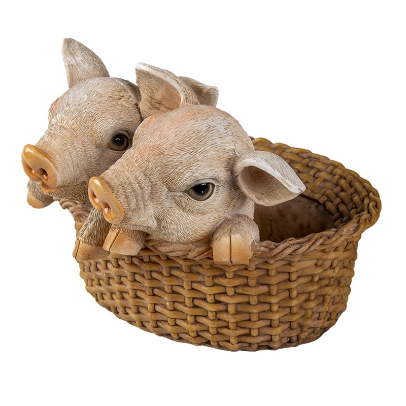 Clayre & Eef Figur Schwein 11x11x16 cm Braun Rosa Polyresin Schwein