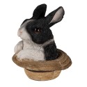 Clayre & Eef Figurine Rabbit 12x12x14 cm Black White Polyresin