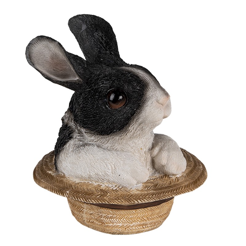 Clayre & Eef Figurine Rabbit 12x12x14 cm Black White Polyresin