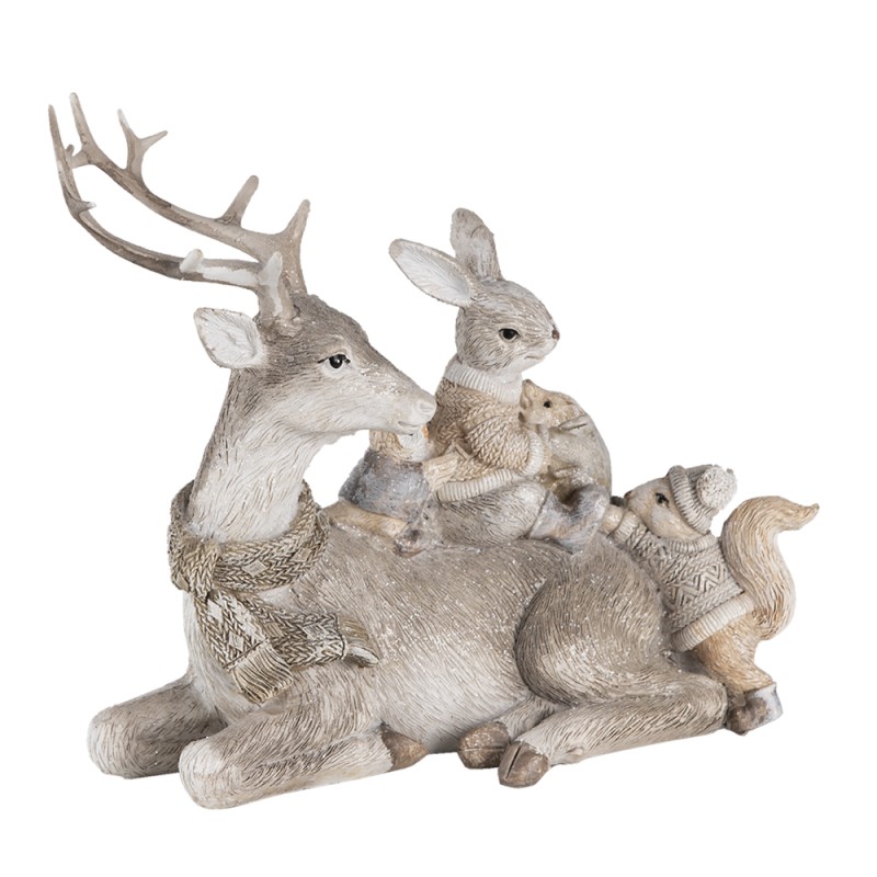 Clayre & Eef Figurine Animals 16 cm Grey Beige Polyresin Animals
