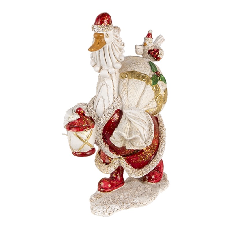 Clayre & Eef Figurine Canard 11x7x17 cm Blanc Rouge Polyrésine