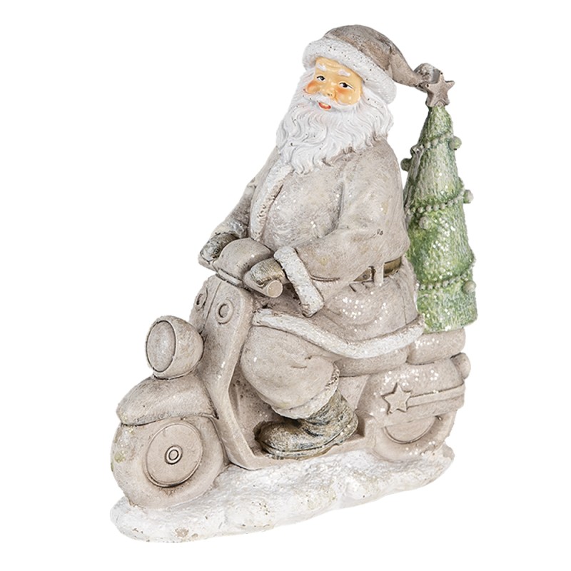 Clayre & Eef Figur Weihnachtsmann 12x6x14 cm Silberfarbig Polyresin