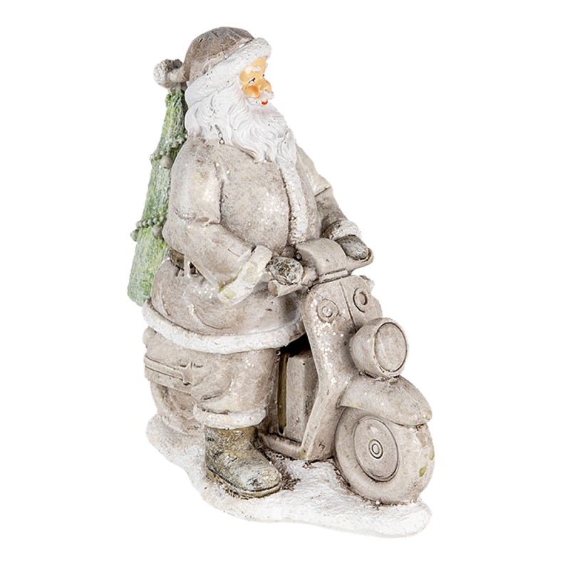 Clayre & Eef Statuetta Babbo Natale  12x6x14 cm Color argento Poliresina