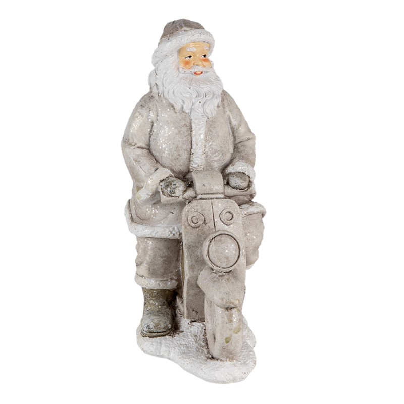 Clayre & Eef Figurine Santa Claus 12x6x14 cm Silver colored Polyresin