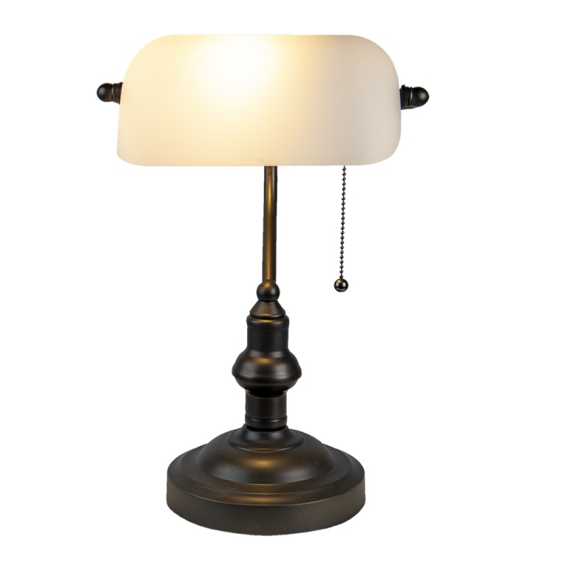 LumiLamp Lampe de bureau Lampe de banquier Ø 27x40 cm Blanc Marron