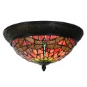 2LumiLamp Ceiling Lamp Tiffany 5LL-5360 Ø 38*19 cm Red Green Glass Triangle Dragonfly