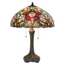 2LumiLamp Lampe de table Tiffany 5LL-5389 Ø 46*64 cm E27/max 2*60W Rouge, Bleu Vitrail Semi-circulaire Rose