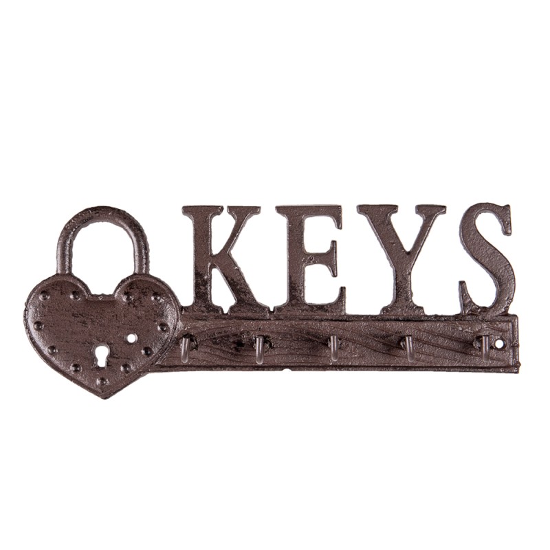Clayre & Eef Key Rack 26x3x10 cm Brown Iron Keys