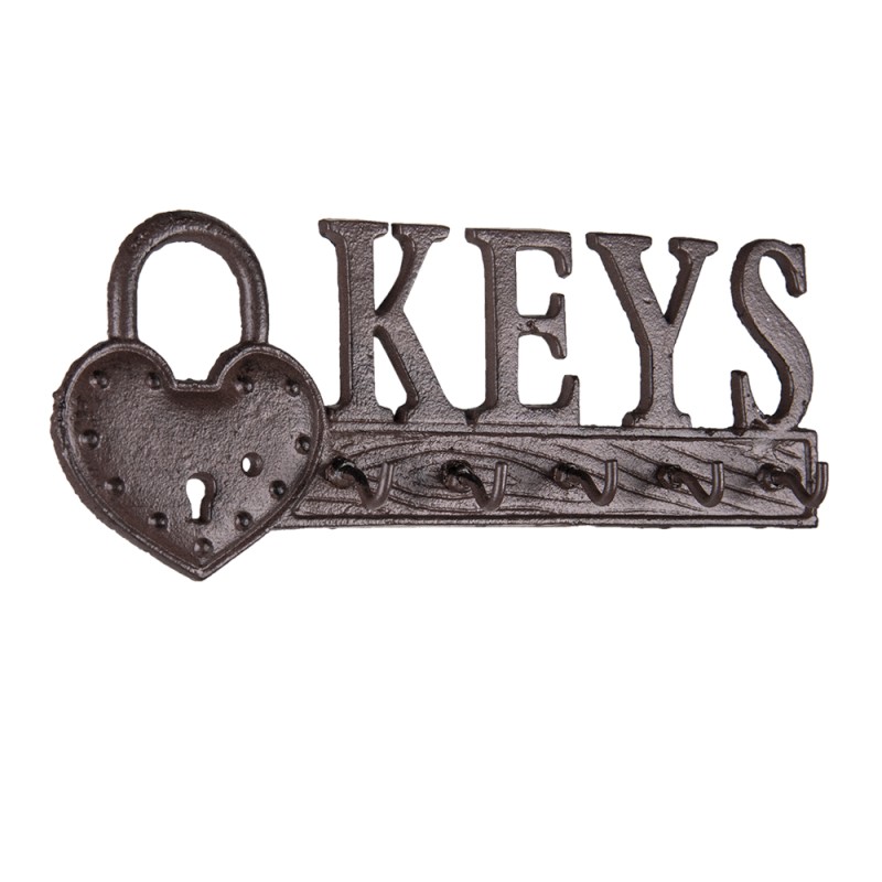 Clayre & Eef Key Rack 26x3x10 cm Brown Iron Keys