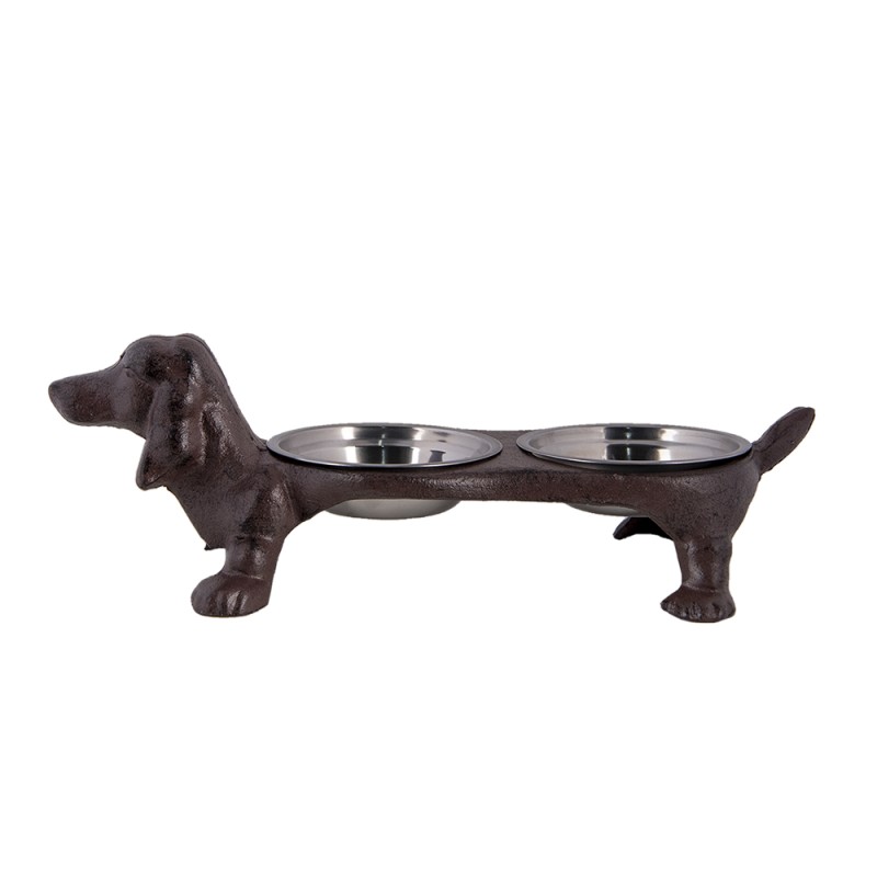 Clayre & Eef Dog Bowl Dog 43x20x14 cm Brown Iron Rectangle