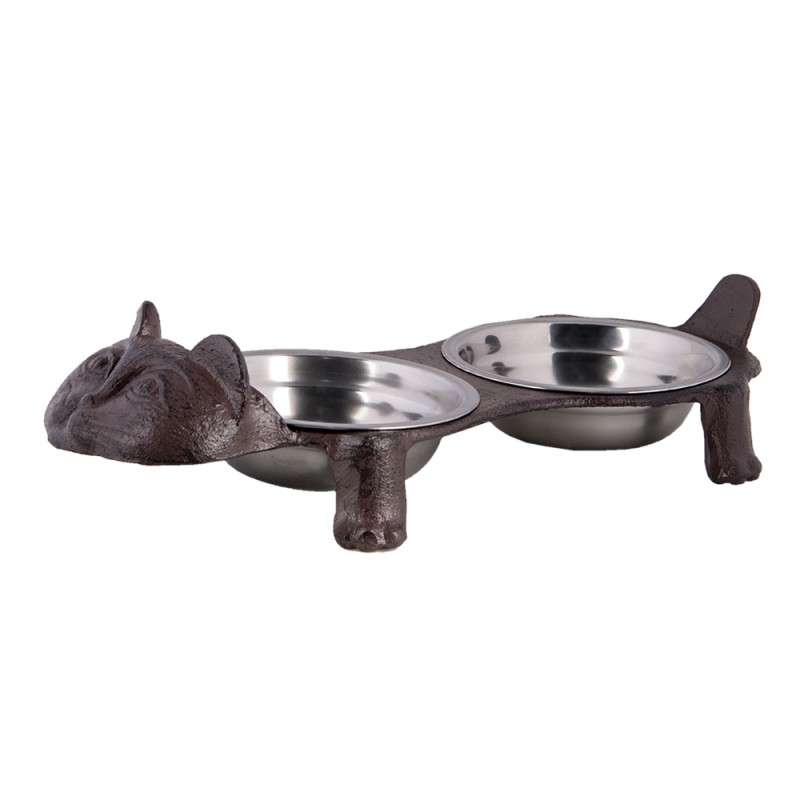Clayre & Eef Dog Bowl Cat 42x18x8 cm Brown Iron Oval