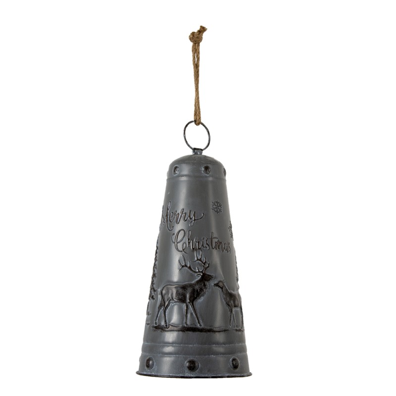 Clayre & Eef Vintage Doorbell Bell Ø 19x40 cm Grey Metal Round Reindeers
