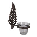 Clayre & Eef Tealight Holder Feather 10x12x19 cm Brown Iron Glass