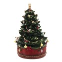 Clayre & Eef Music box Christmas Tree Ø 12x18 cm Green Brown Polyresin