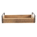 Clayre & Eef Decorative Serving Tray Set of 3 Brown Wood Zinc Rectangle