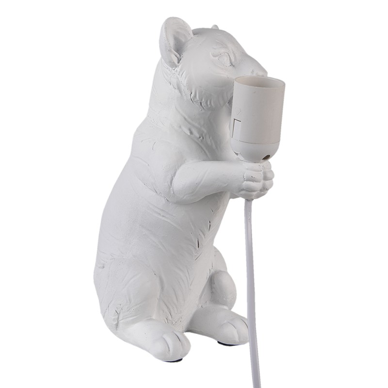 Clayre & Eef Table Lamp Tiger 17x11x25 cm White Polyresin