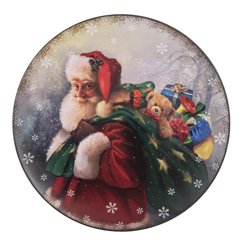 Clayre & Eef Charger Plate Ø 33 cm Red Plastic Round Santa Claus
