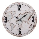 Clayre & Eef Horloge mural Ø 34 cm Beige MDF Rond Carte du monde