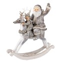 Clayre & Eef Figur Weihnachtsmann 22 cm Grau Weiß Polyresin