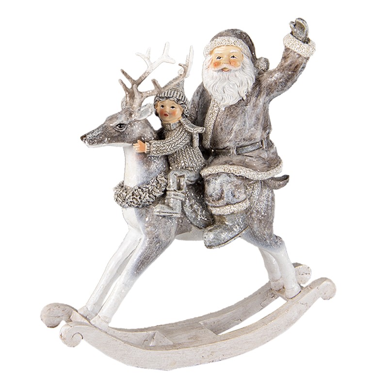 Clayre & Eef Figurine Santa Claus 22 cm Grey White Polyresin