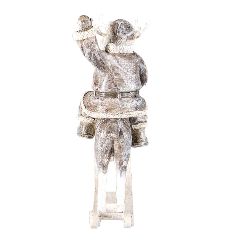 Clayre & Eef Figurine Père Noël 22 cm Gris Blanc Polyrésine
