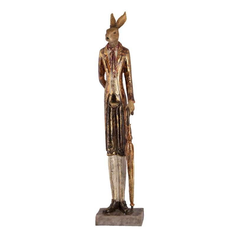 Clayre & Eef Figur Kaninchen 11x9x51 cm Goldfarbig Polyresin