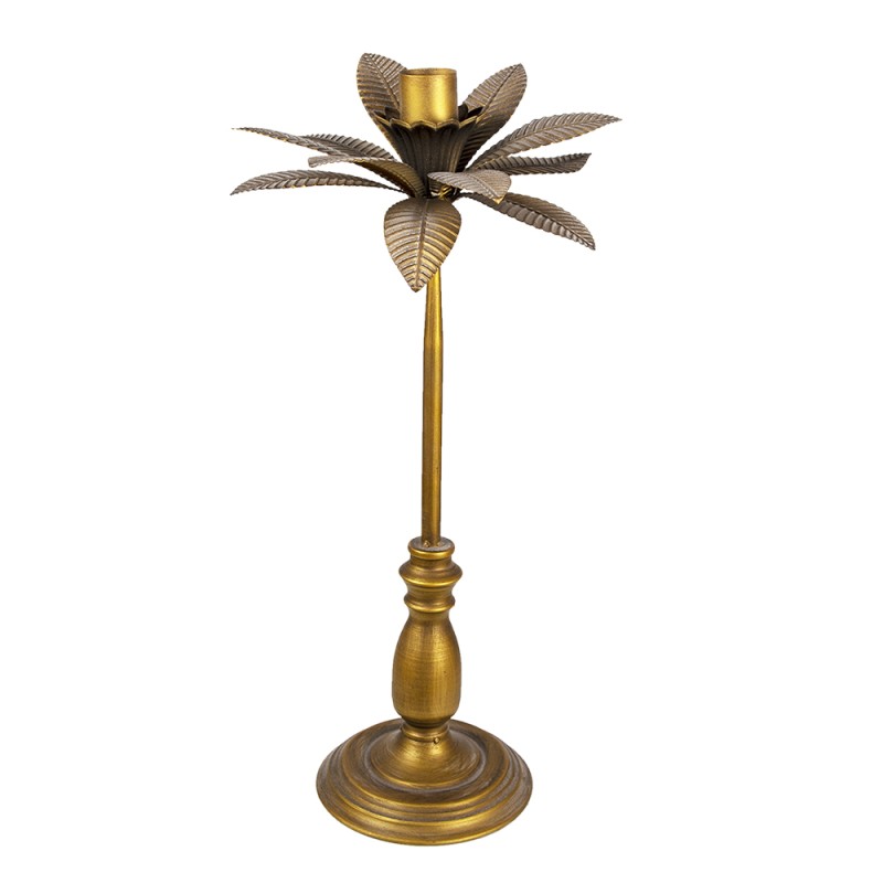 Clayre & Eef Candle holder Ø 28x60 cm Gold colored Iron Round Leaves