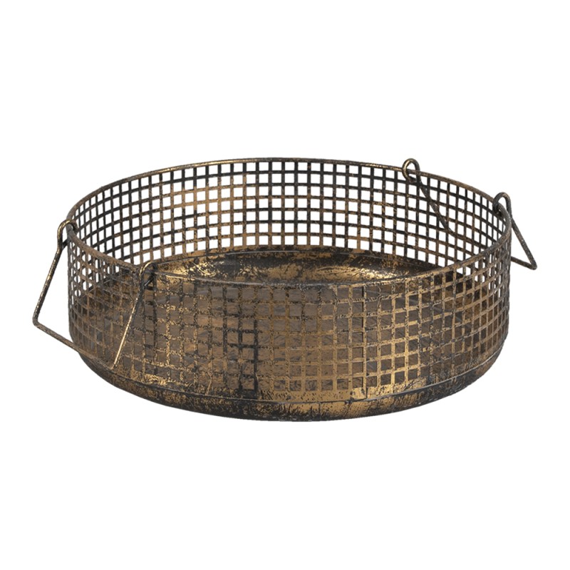 Clayre & Eef Storage Basket Ø 38x14 cm Copper colored Iron Round