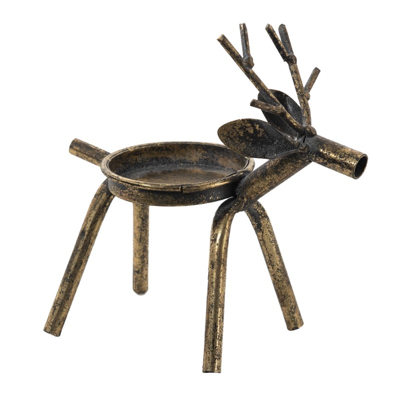 Clayre & Eef Candle holder Reindeers 16x8x16 cm Copper colored Metal
