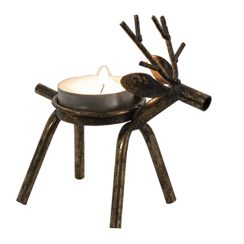 Clayre & Eef Kerzenständer Rentiere 16x8x16 cm Kupferfarbig Metall