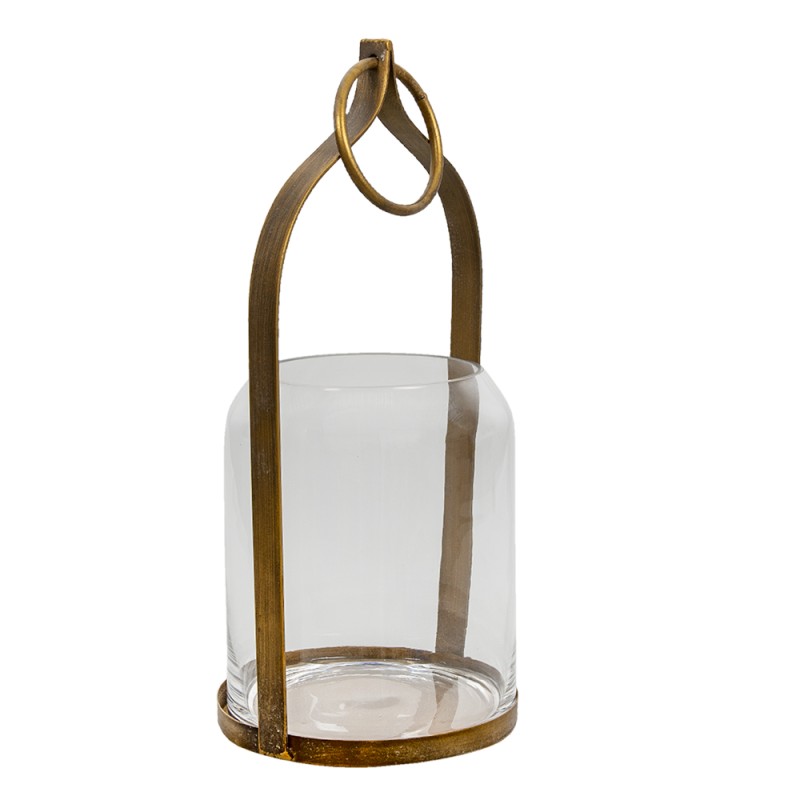 Clayre & Eef Wind Light 22x21x43 cm Copper colored Metal Glass Round