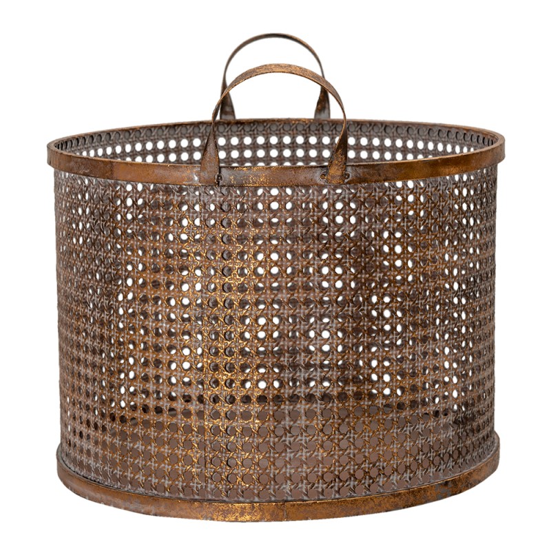 Clayre & Eef Storage Basket 34x37x42 cm Copper colored Iron Round