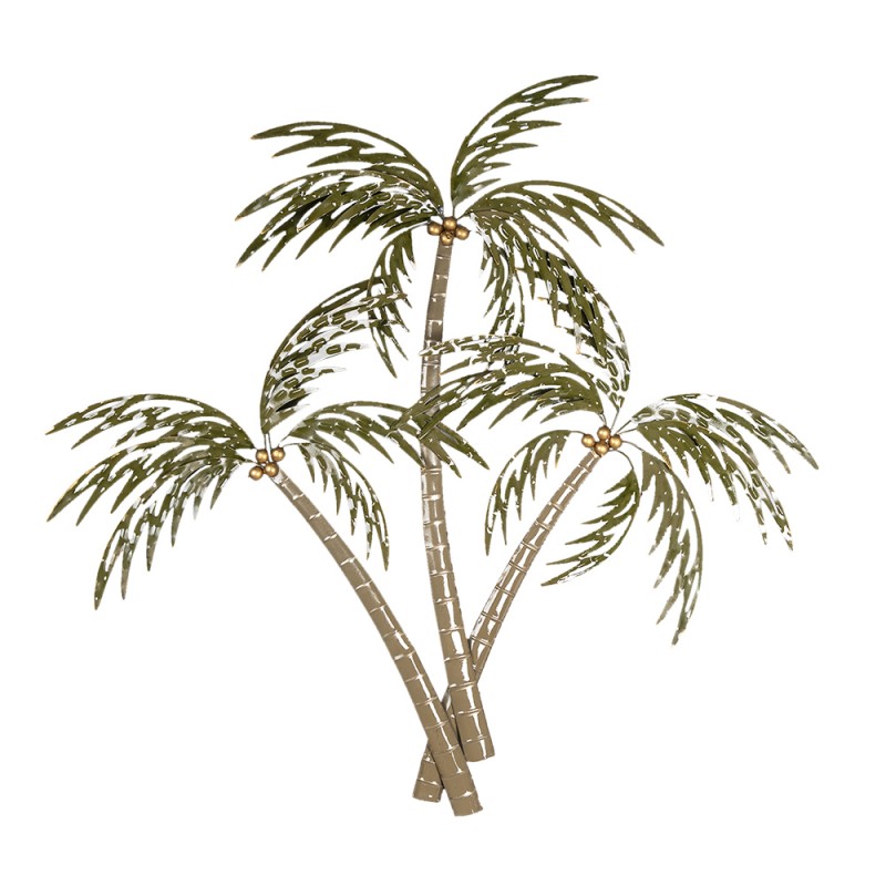 Clayre & Eef Wanddecoratie Palm 90x100 cm Groen Bruin Ijzer Rechthoek Palmboom
