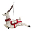 Clayre & Eef Christmas Ornament Reindeer 13x5x12 cm White Silver colored Glass