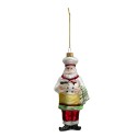 Clayre & Eef Christmas Ornament Santa Claus 17 cm White Red Glass