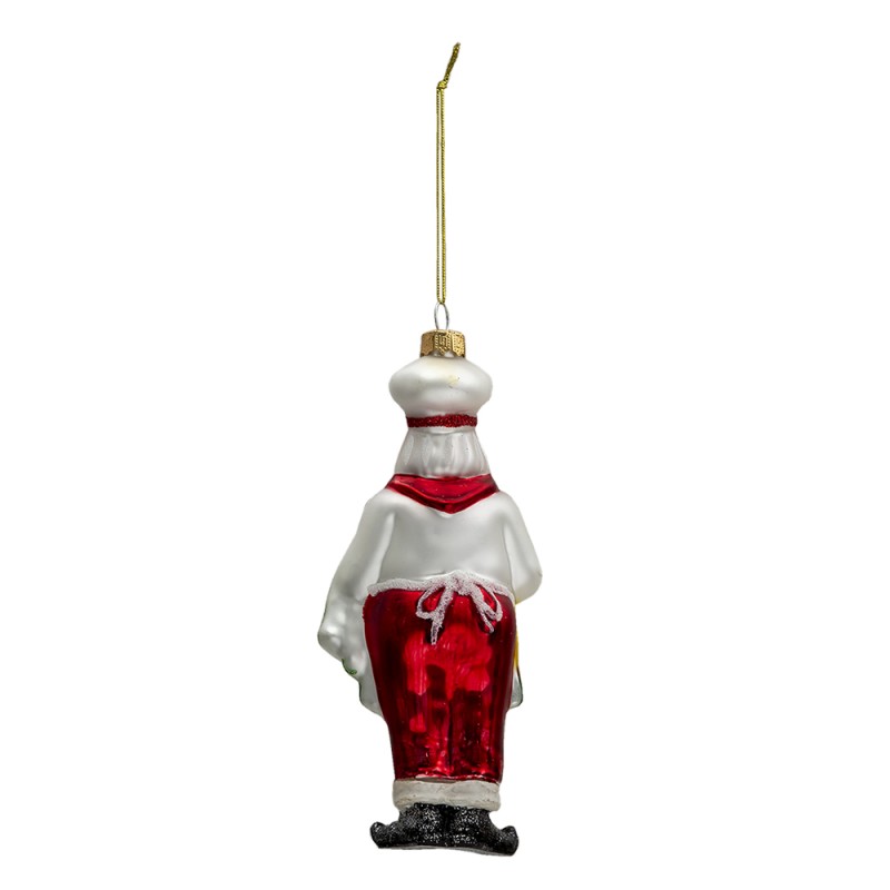 Clayre & Eef Ornamento Natalizio Babbo Natale  17 cm Bianco Rosso  Vetro