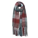 Juleeze Wintersjaal Dames  50x180 cm Grijs Rood Ruit