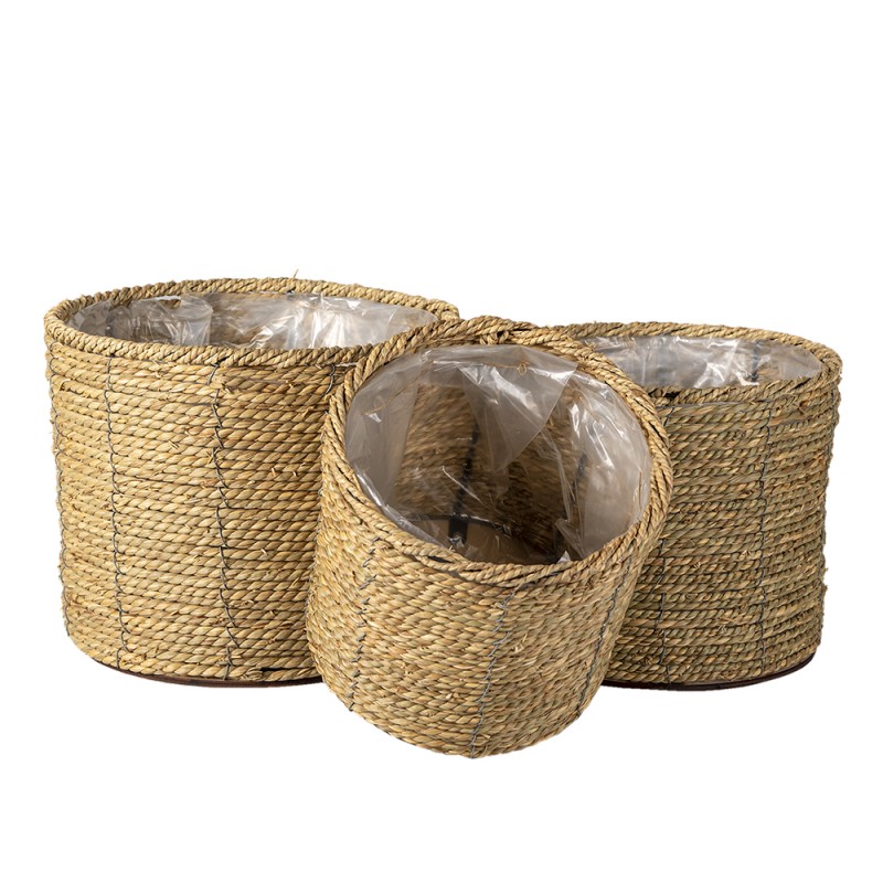 Candler Holder  With Glass 32 Cm Wicker Plant Holder 