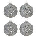 Clayre & Eef Christmas Bauble Set of 4 Ø 8 cm Silver colored Glass Round