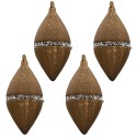 Clayre & Eef Christmas Bauble Set of 4 7x14 cm Brown Glass