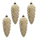 Clayre & Eef Christmas Bauble Set of 4 8x18 cm Gold colored Glass