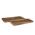 Clayre & Eef Decorative Serving Tray Set of 2 Brown Wood Rectangle