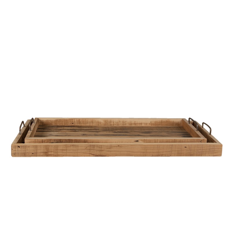 Clayre & Eef Décoration plateau set de 2 Marron Bois Rectangle