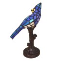 LumiLamp Lampe de table Tiffany Oiseau 15x12x33 cm  Bleu Verre Plastique