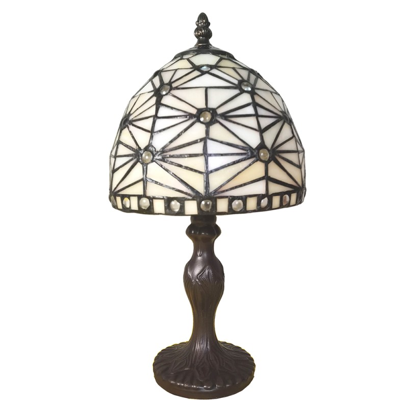 LumiLamp Lampe de table Tiffany Ø 18x33 cm  Beige Plastique Verre