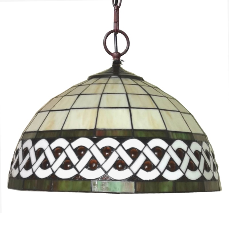 LumiLamp Lampes à suspension Tiffany Ø 46x138 cm  Blanc Métal Verre