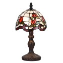 LumiLamp Lampe de table Tiffany Ø 18x32 cm  Rouge Vert Verre Fleurs