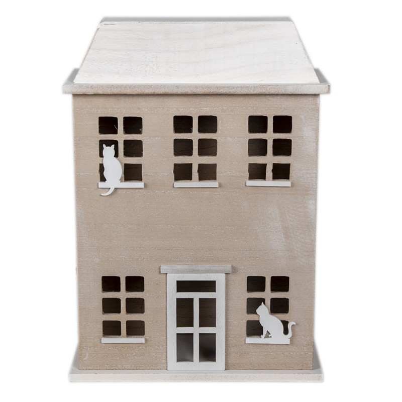 Clayre & Eef Storage Box House 27x12x39 cm Brown Wood Cats
