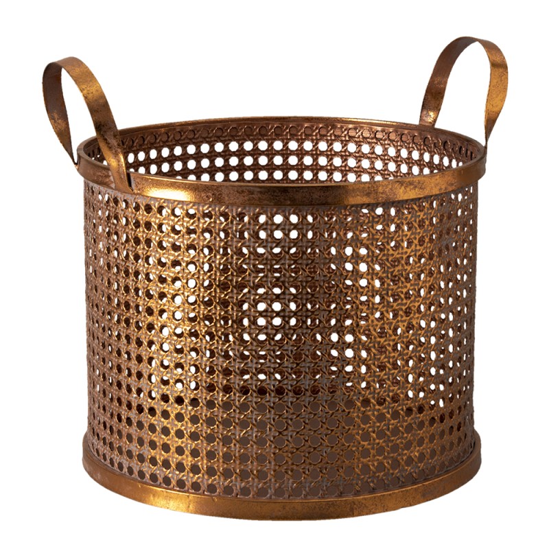 Clayre & Eef Storage Basket Ø 30x30 cm Copper colored Iron Round